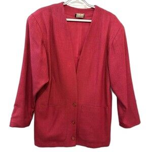 Vintage 80s Panther Red Wool Blend Blazer ILGWU Union Made USA M/L